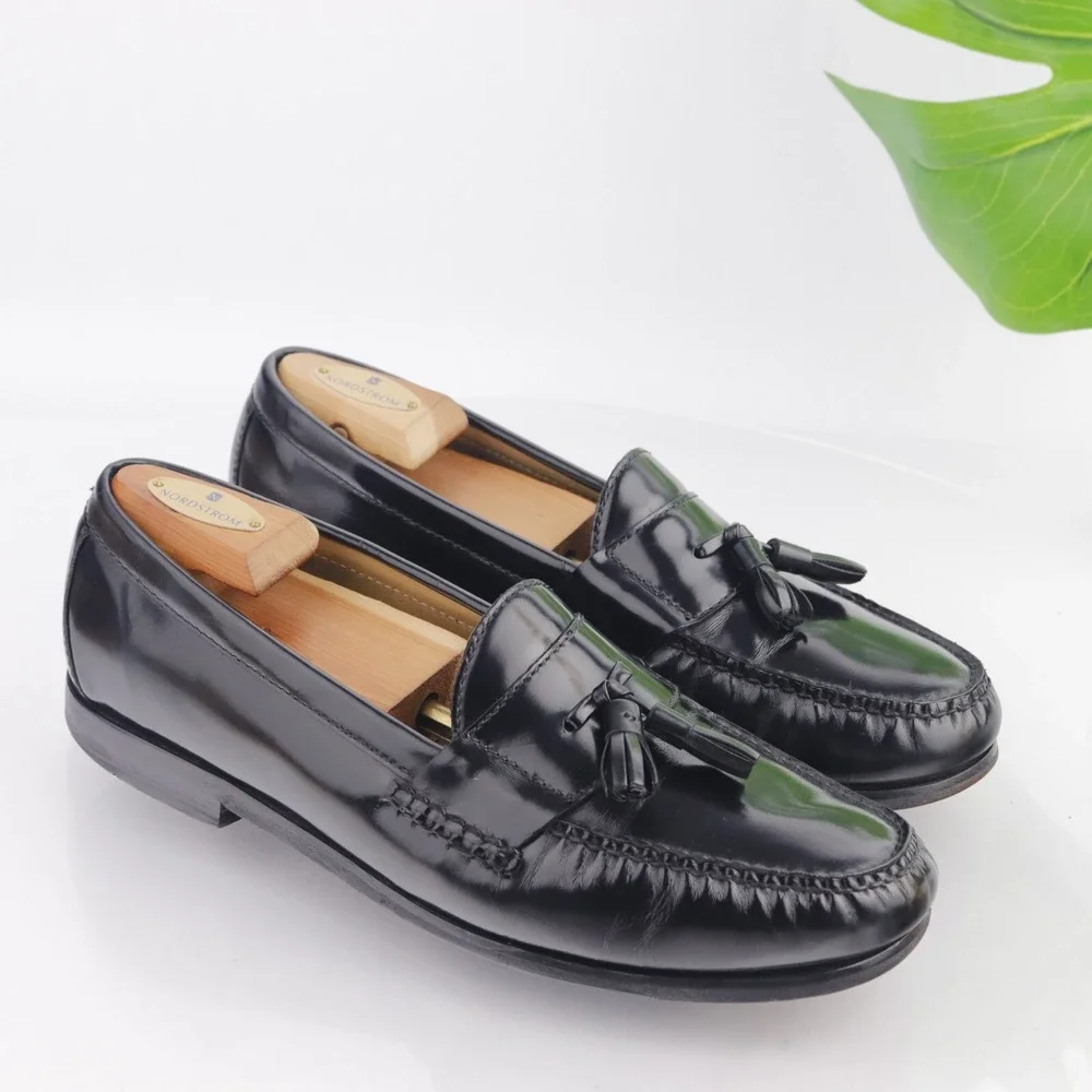 Cole Haan Mens Pinch Grand Tasseled Loafers Size 10 M Black Leather Dress Shoes